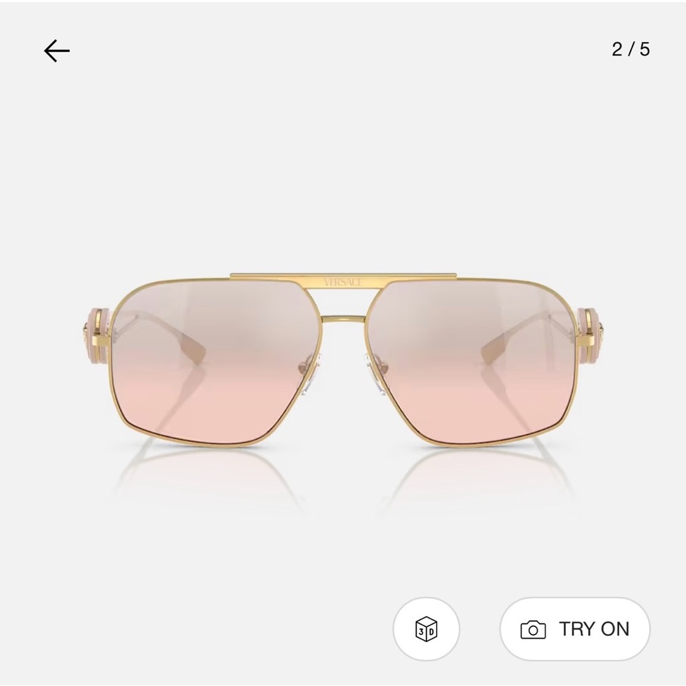 *Last Chance* Versace Gold Frame Sunglasses with Pink Gradient Lenses